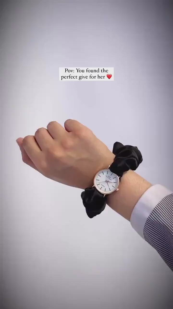 Women's Elegant Scrunchie Style Watch – Fashionable Hairband Wristwatch