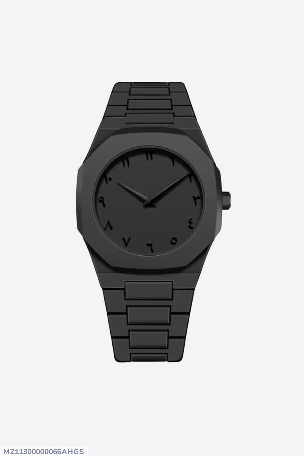 Black Aura Arabic watch -  Round Black Luxury Timepiece
