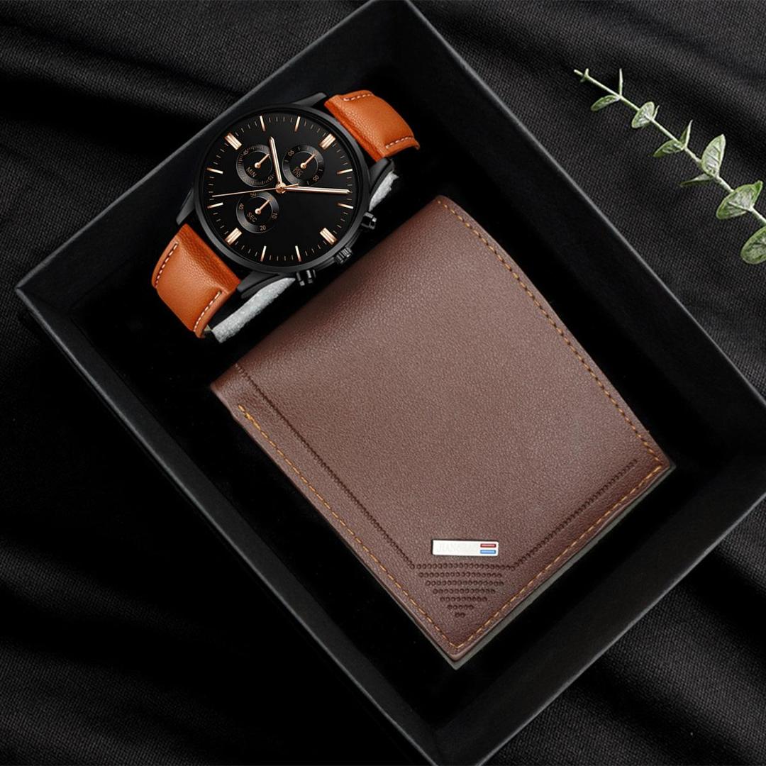 Elegant Watch with Trendy Wallet | Gift Box | 2-in-1