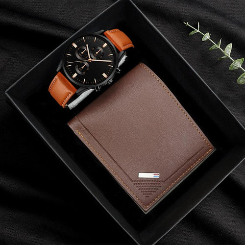 Elegant Watch with Trendy Wallet | Gift Box | 2-in-1