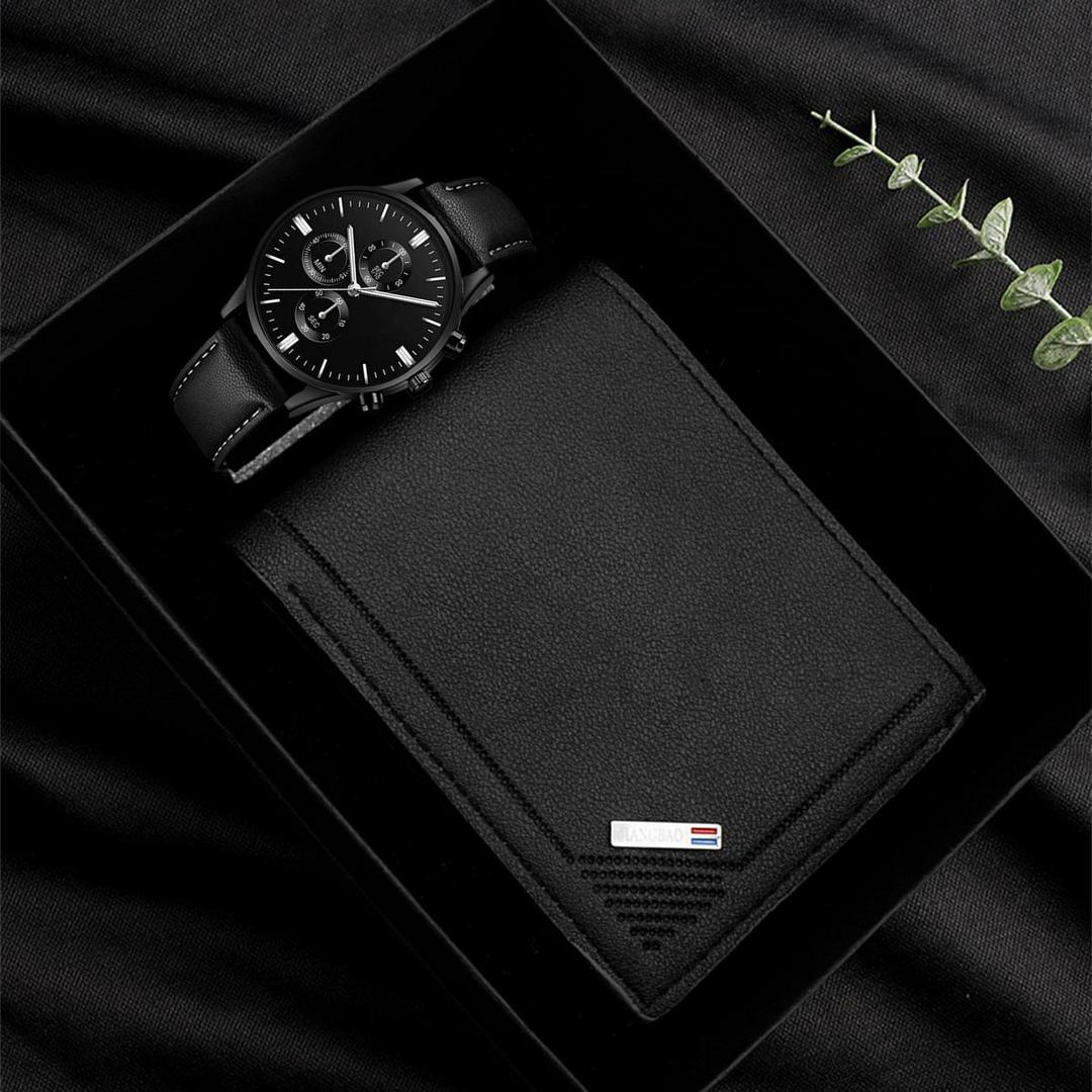 Elegant Watch with Trendy Wallet | Gift Box | 2-in-1