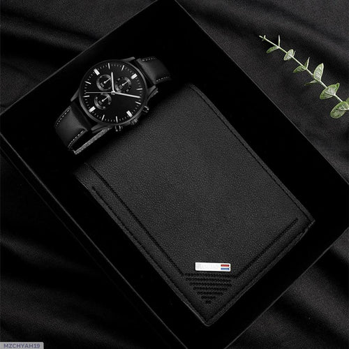 Elegant Watch with Trendy Wallet | Gift Box | 2-in-1
