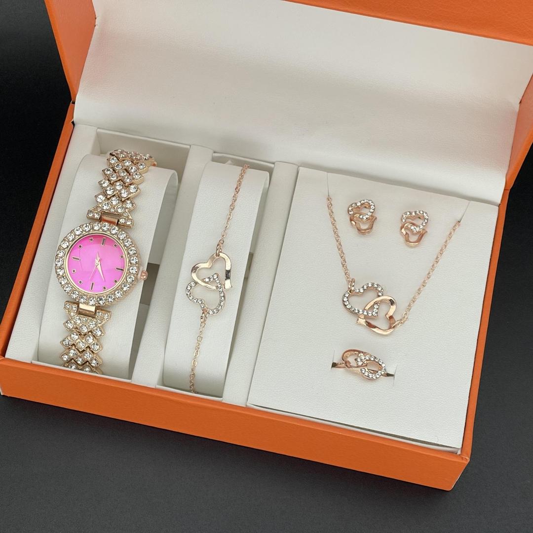 women's watch | gem quartz  | with bracelt and ring | with ear rings and chain