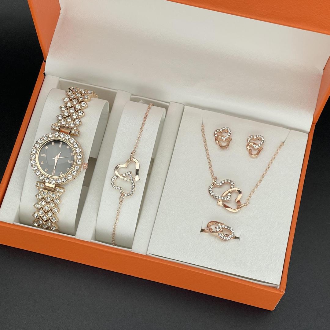 women's watch | gem quartz  | with bracelt and ring | with ear rings and chain