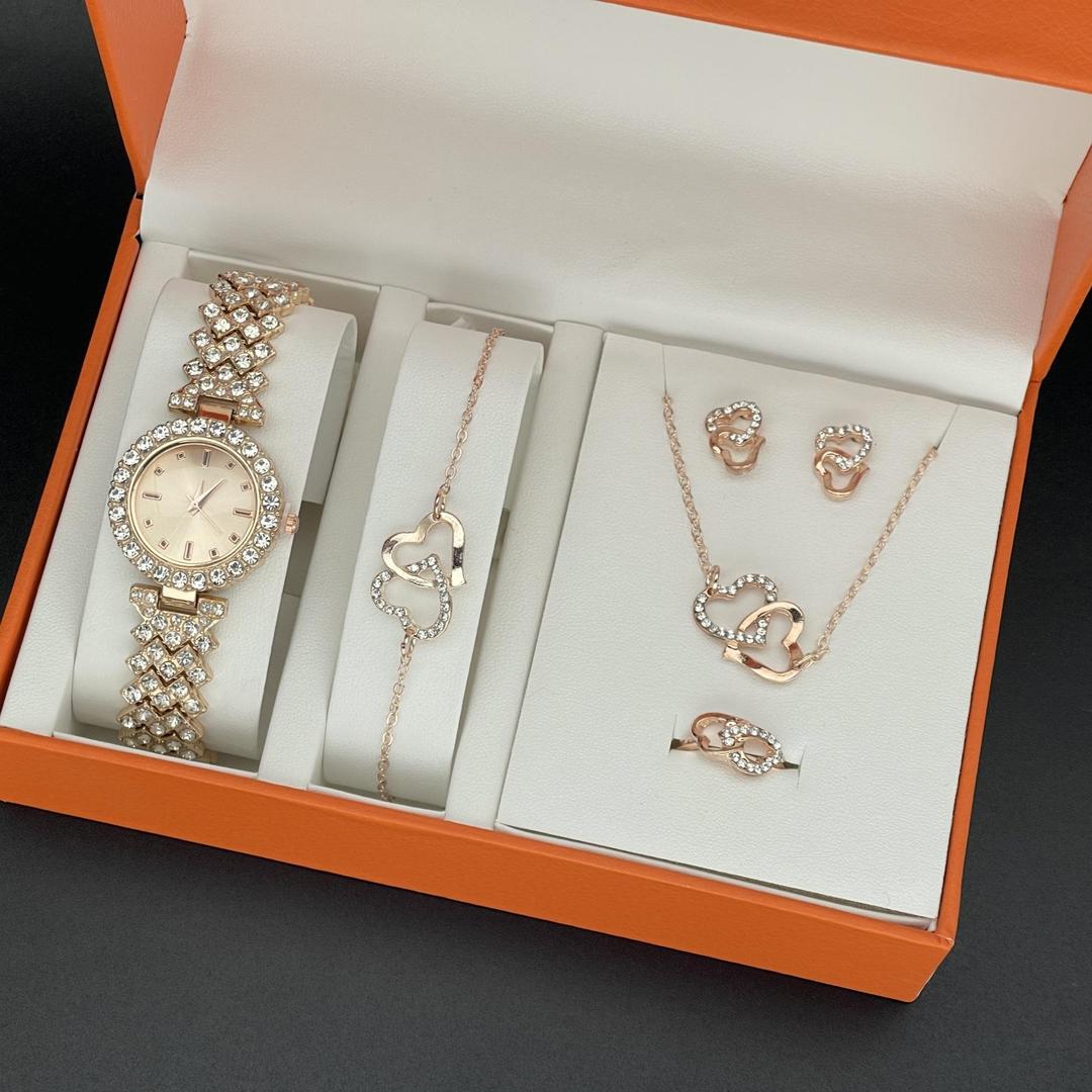 women's watch | gem quartz  | with bracelt and ring | with ear rings and chain