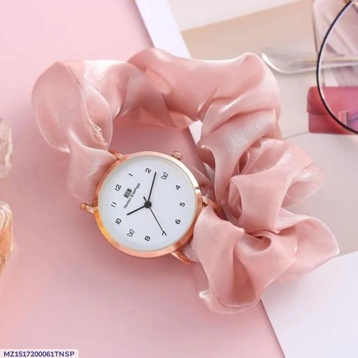 Women's Elegant Scrunchie Style Watch – Fashionable Hairband Wristwatch